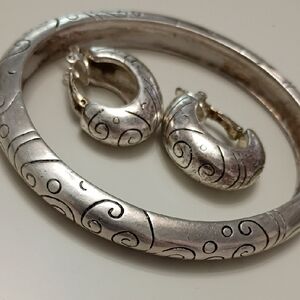 Southwestern Western Bracelet Earrings Vintage Set Clip On Quality